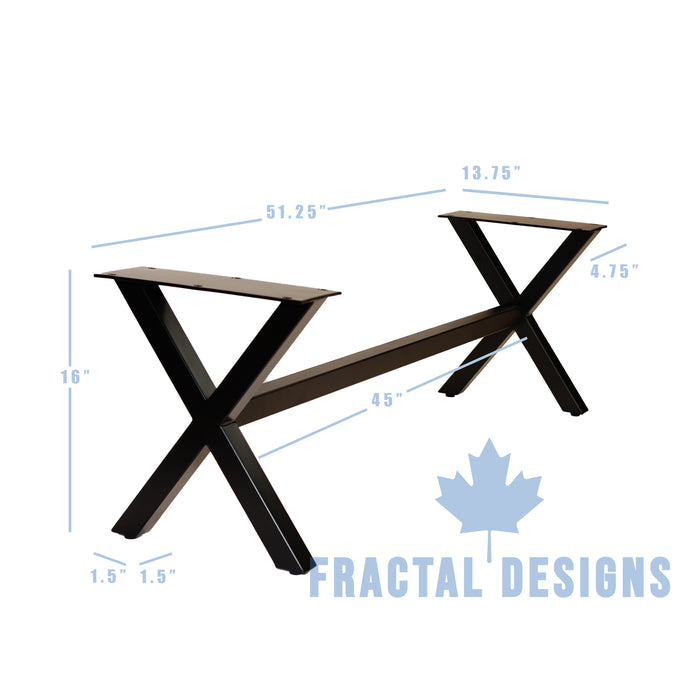 Patas para muebles en forma de X de 16" con soporte transversal