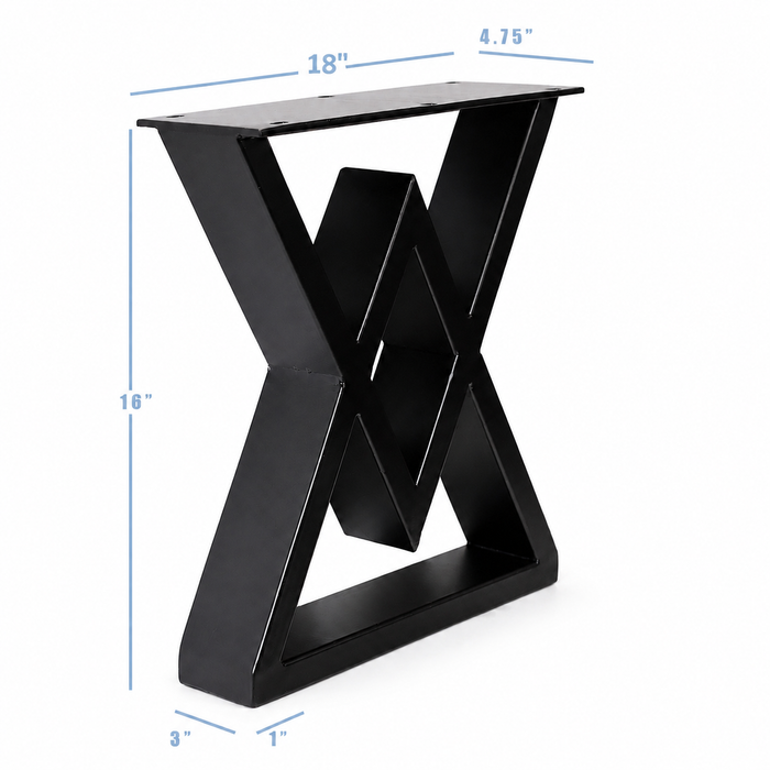 16” Diamond Shape Furniture Legs - 18" Wide, 1 Pair
