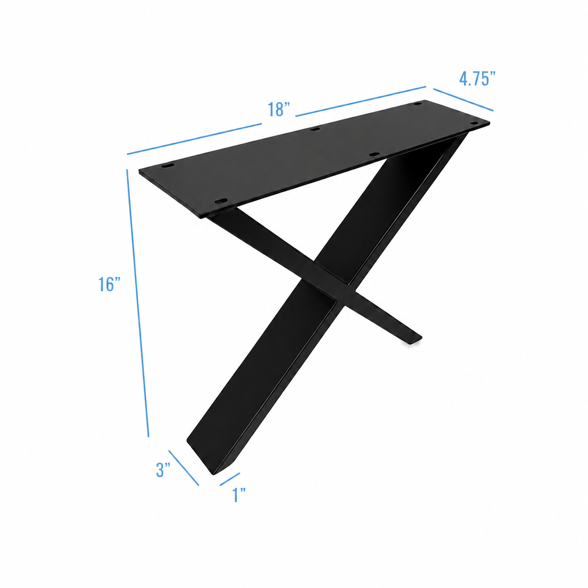 16” X Shape Furniture Legs - 18" wide, 1 Pair