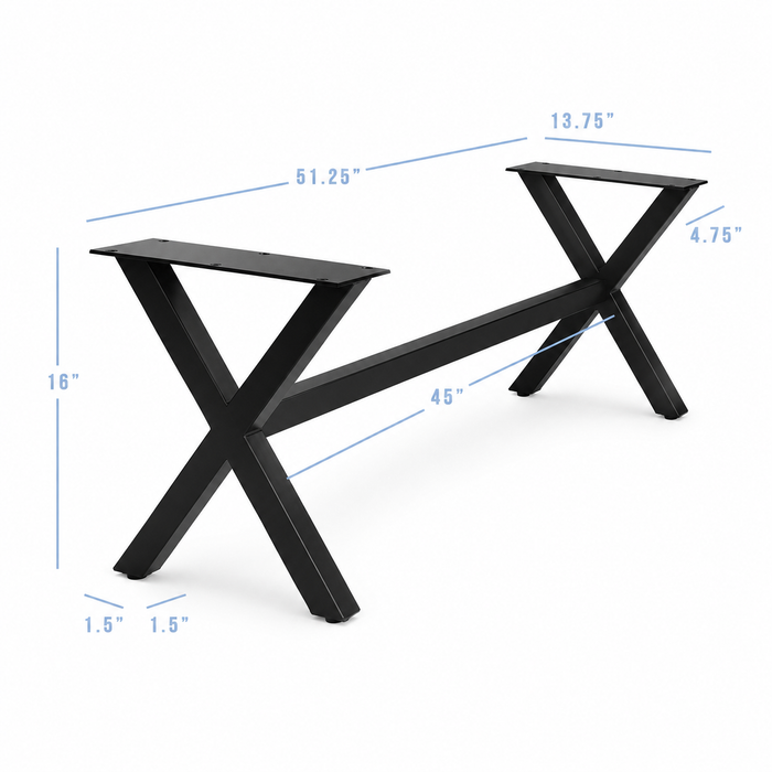 16” X-Cross Furniture Base -  13.75" Wide, 1 Set (Legs + Cross)