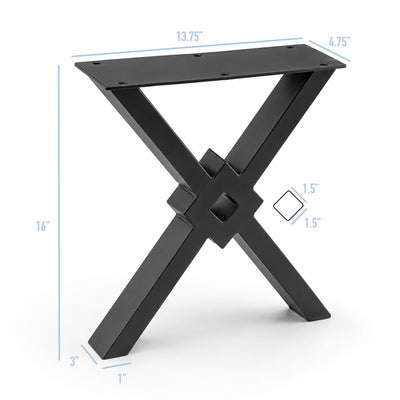 Patas de mueble de 16” con forma de X de diamante, 13.75" de ancho, 1 par