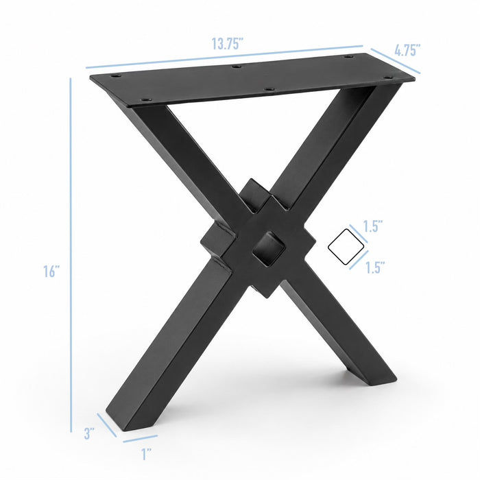 16” Diamond X Shape Furniture Legs 13.75" Wide, 1 Pair