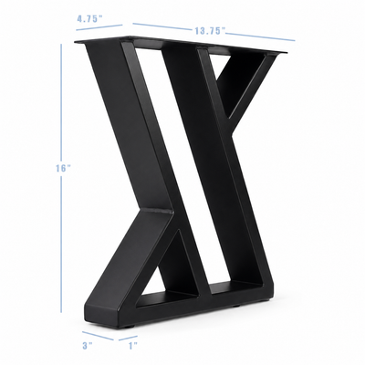 Patas para muebles dobles en Z de 16” - 13.75" de ancho, 1 par