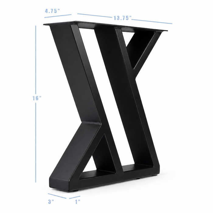 16” Double Z Shape Furniture Legs -  13.75" Wide, 1 Pair