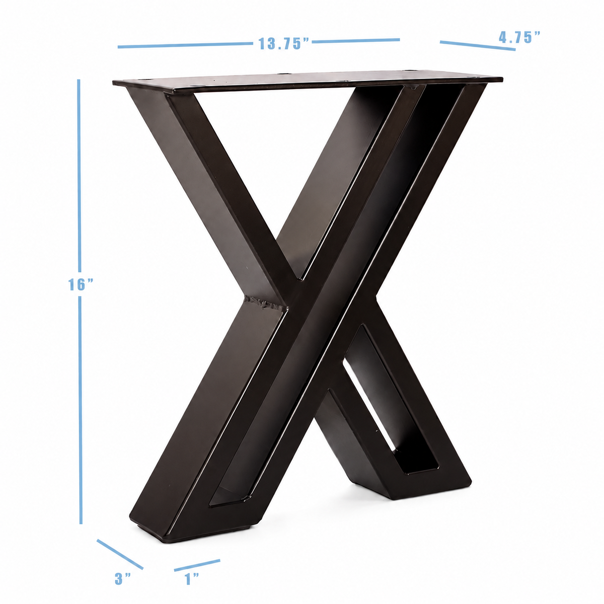 16” Double X Shape Furniture Legs - 13.75" wide, 1 Pair