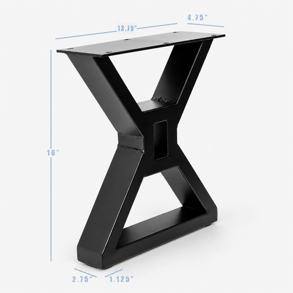 Patas de mueble en X estilo rústico de 16" - 13.75" de ancho, 1 par
