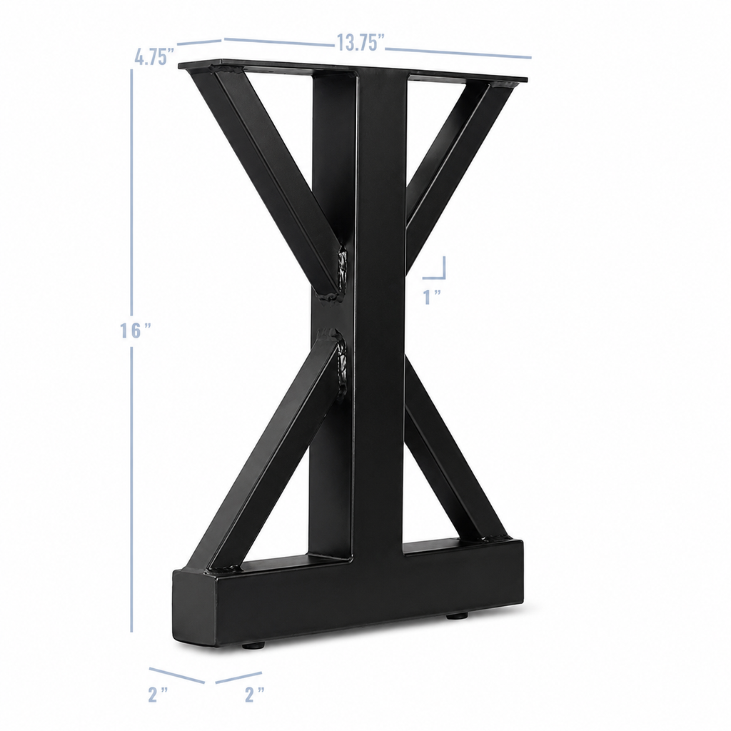 16” Hourglass Shape Furniture Legs -  13.75" Wide, 1 Pair