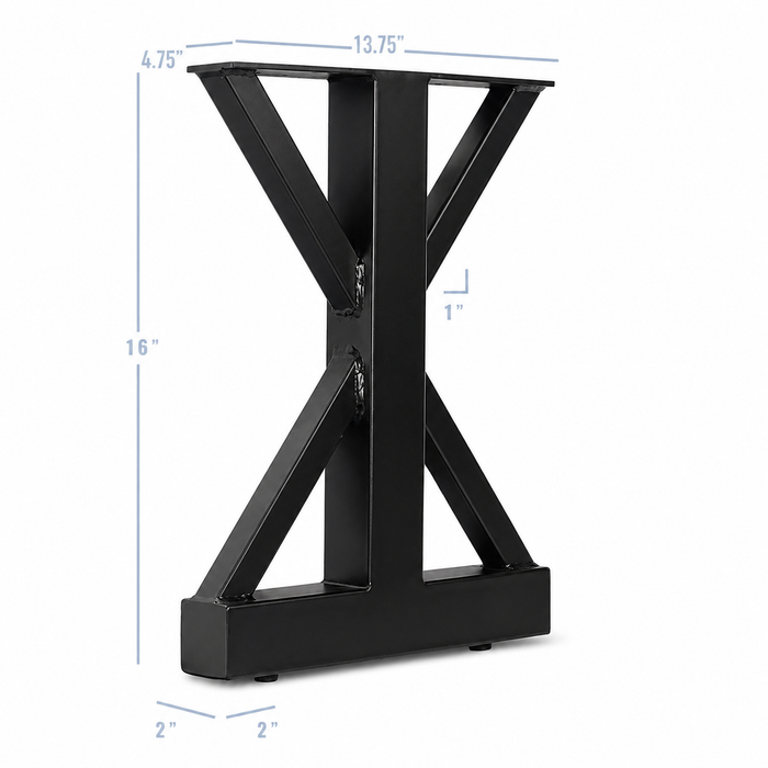 16” Hourglass Shape Furniture Legs -  13.75" Wide, 1 Pair