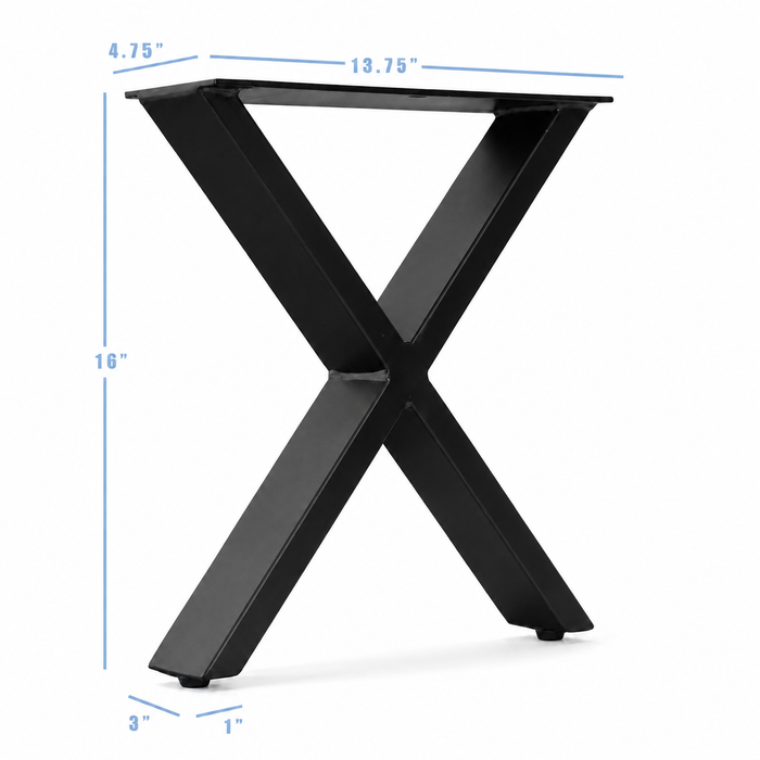 16” X Shape Furniture Legs - 13.75" wide, 1 Pair