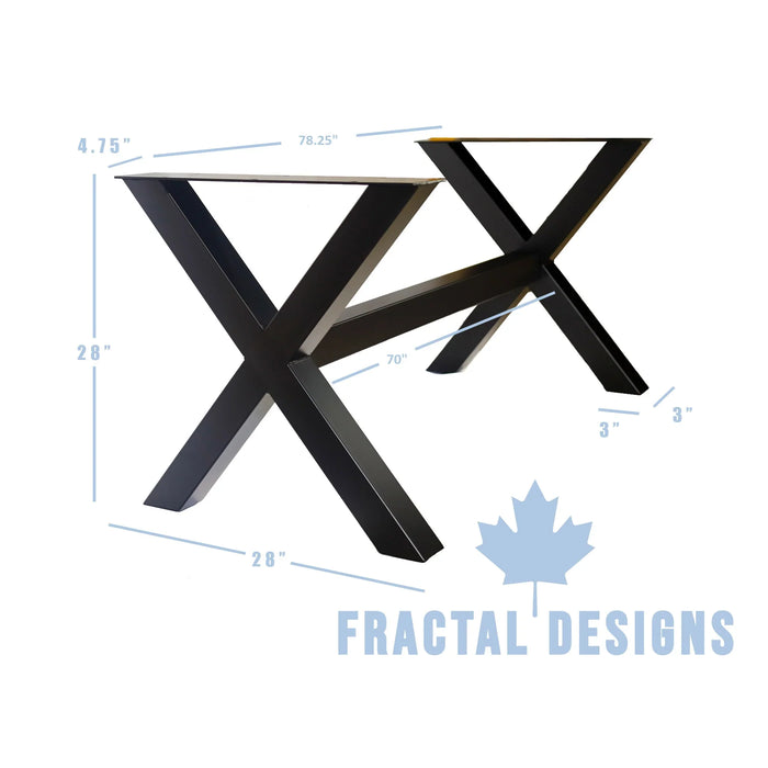 28” X-Cross Furniture Base LONG, 1 Set (Legs + Cross)