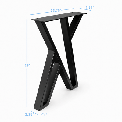 28” Zig Zag Shape Furniture Legs - 23.75" Wide, 1 Pair
