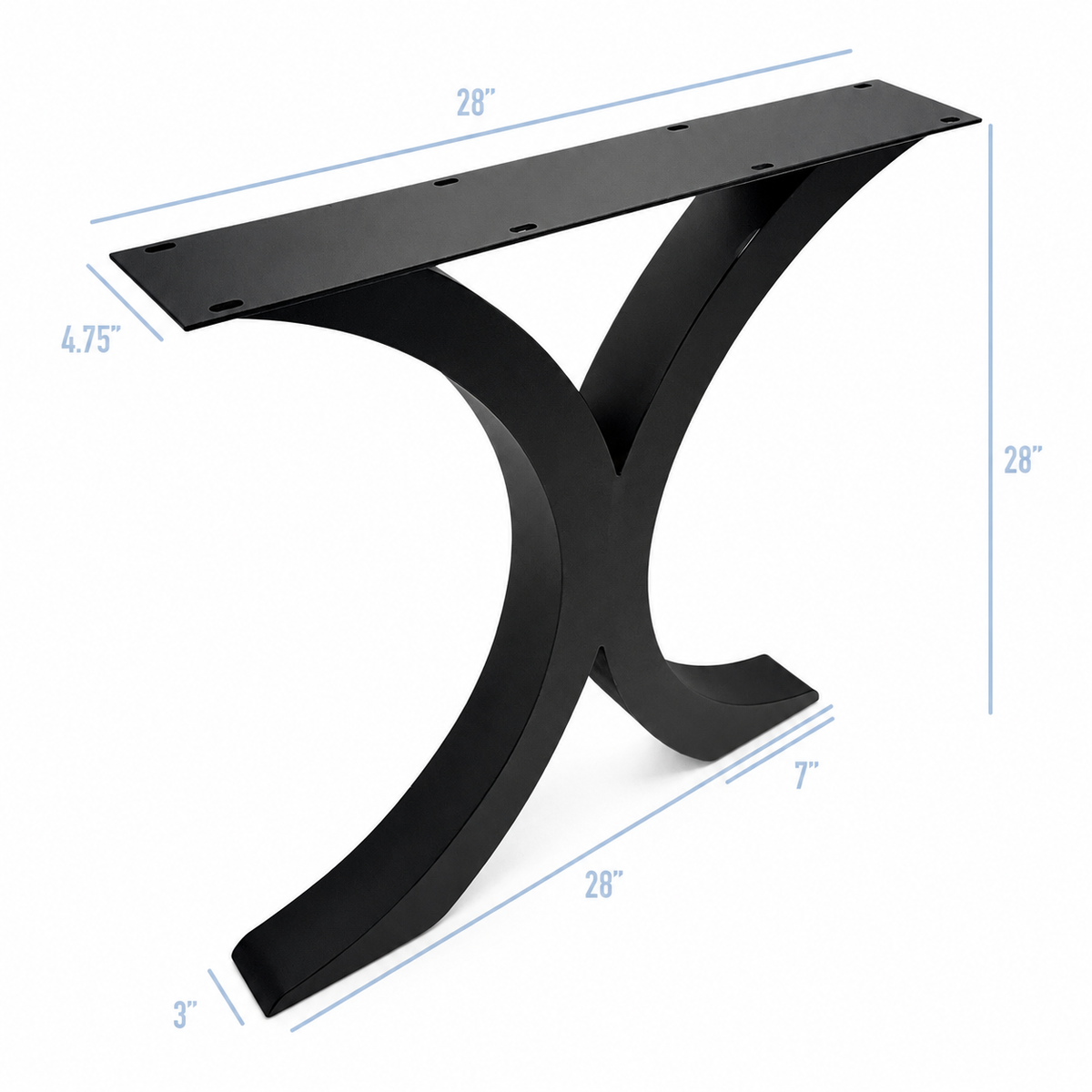 28” Flowy X Shape Furniture Legs, 1 Pair