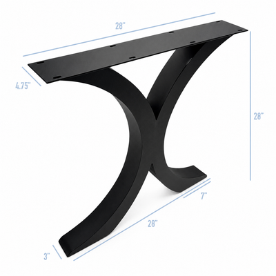 28” Flowy X Shape Furniture Legs, 1 Pair