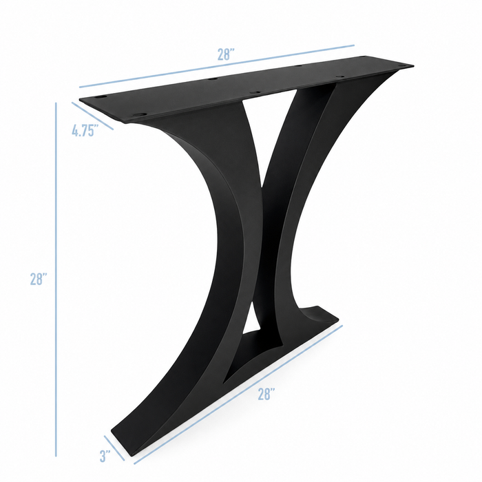 Patas de mueble Flowy Spaced X de 28"