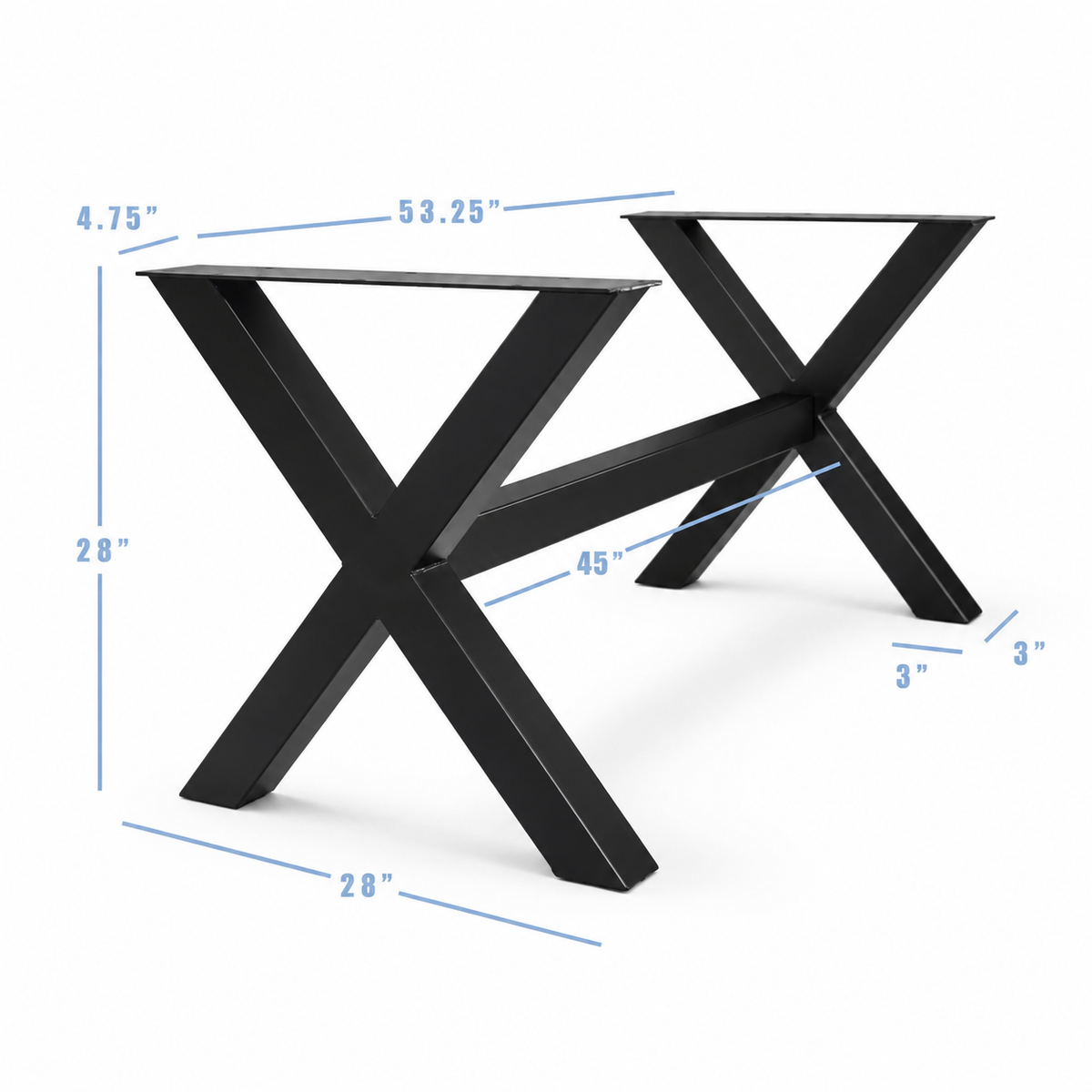 Base de meuble croisée en X de 28 po, 1 ensemble (pieds et croix)