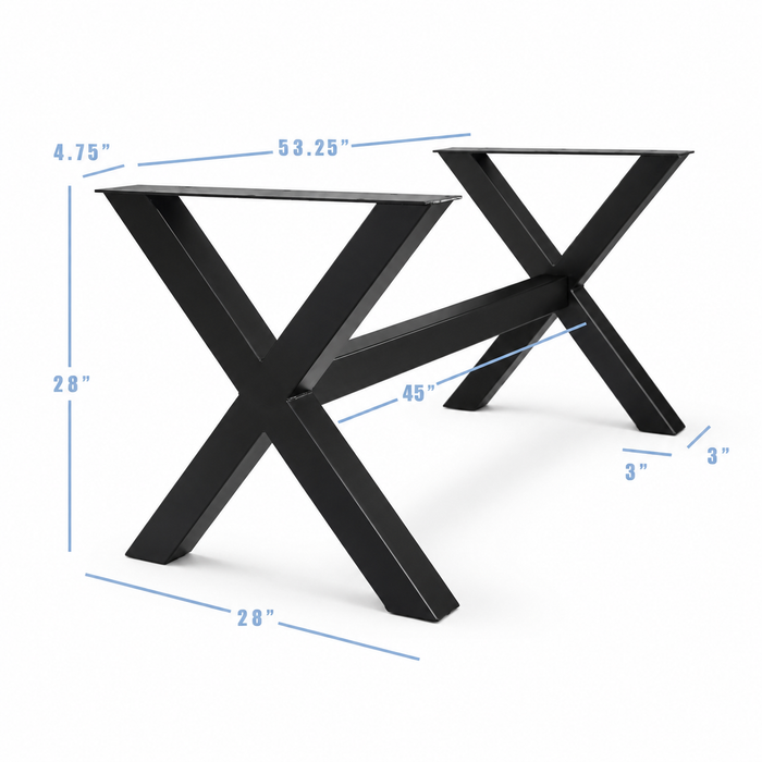 Base de meuble croisée en X de 28 po, 1 ensemble (pieds et croix)