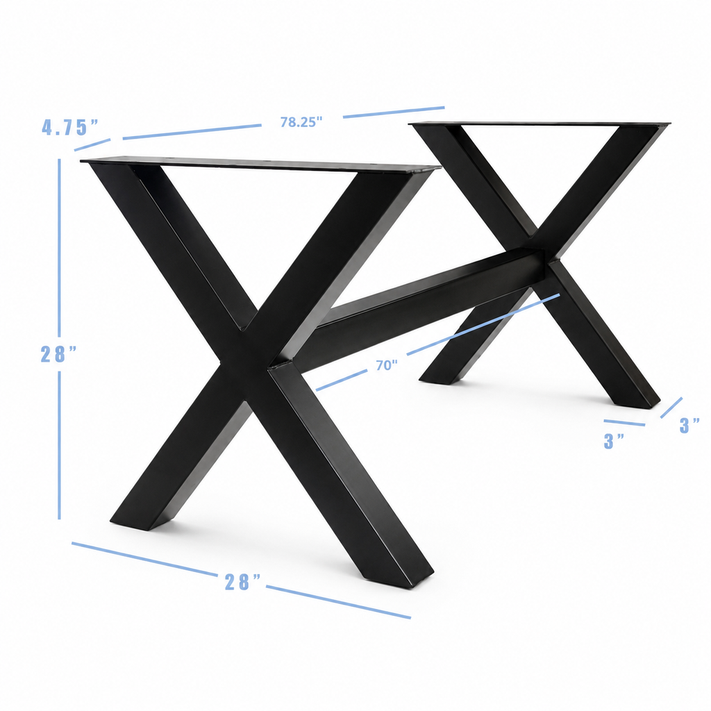 Base de meuble croisée en X de 28 po, 1 ensemble (pieds et croix)
