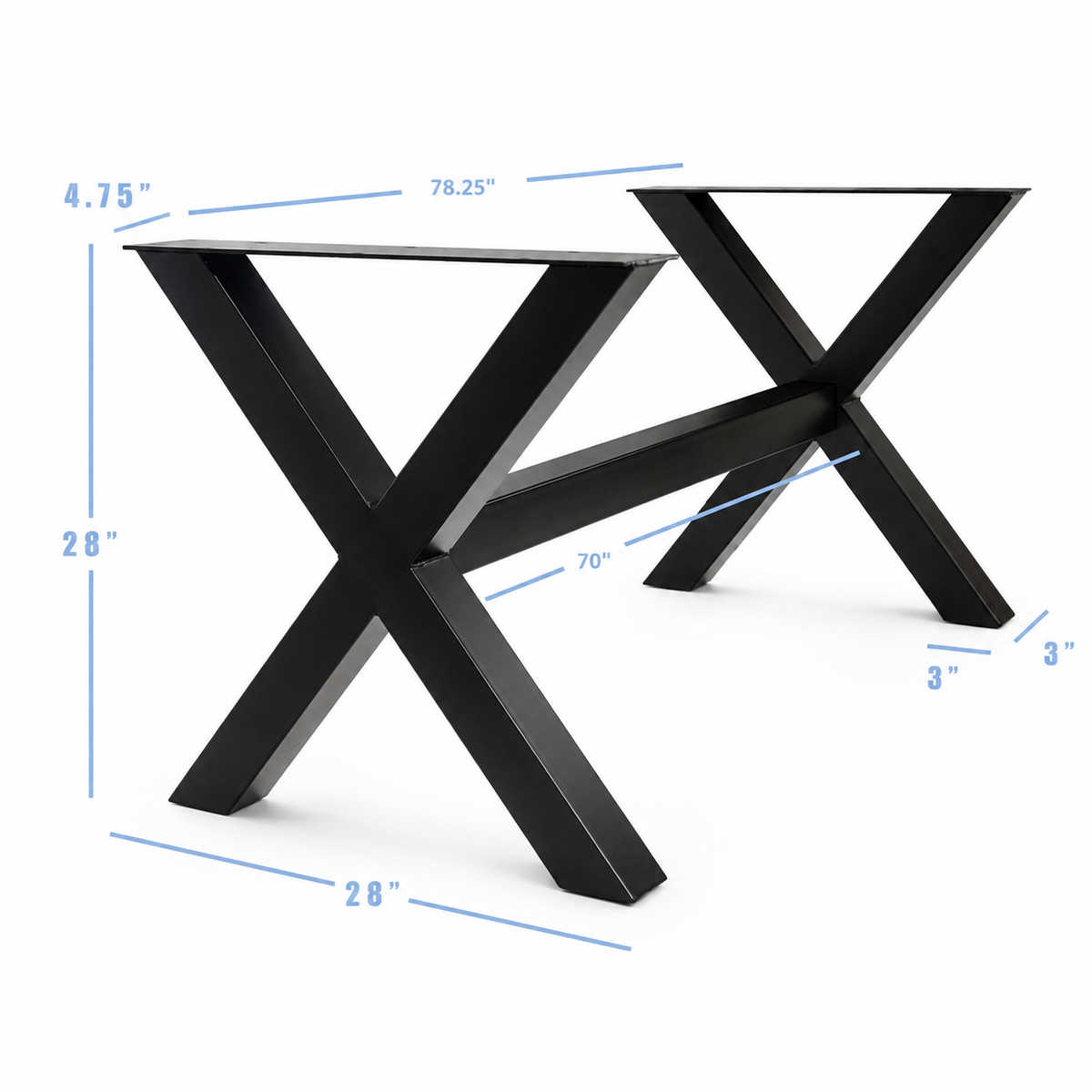 28” X-Cross Furniture Base LONG, 1 Set (Legs + Cross)