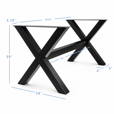 28” X-Cross Furniture Base LONG, 1 Set (Legs + Cross)