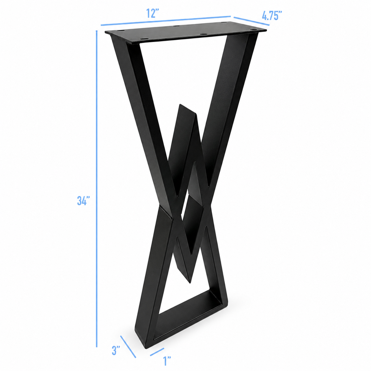 34” Diamond Shape Furniture Legs 12" Wide, 1 Pair