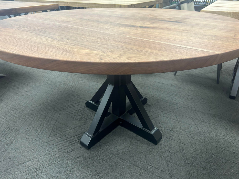 Round Walnut Dining Table 54” with bevel Edge