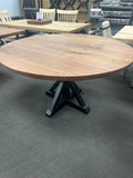 Table à manger ronde en noyer de 54 po avec bord biseauté