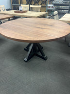 Table à manger ronde en noyer de 54 po avec bord biseauté