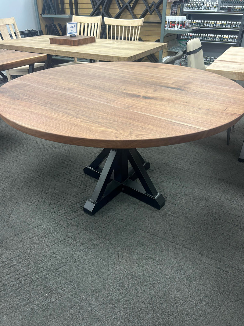 Round Walnut Dining Table 54” with bevel Edge