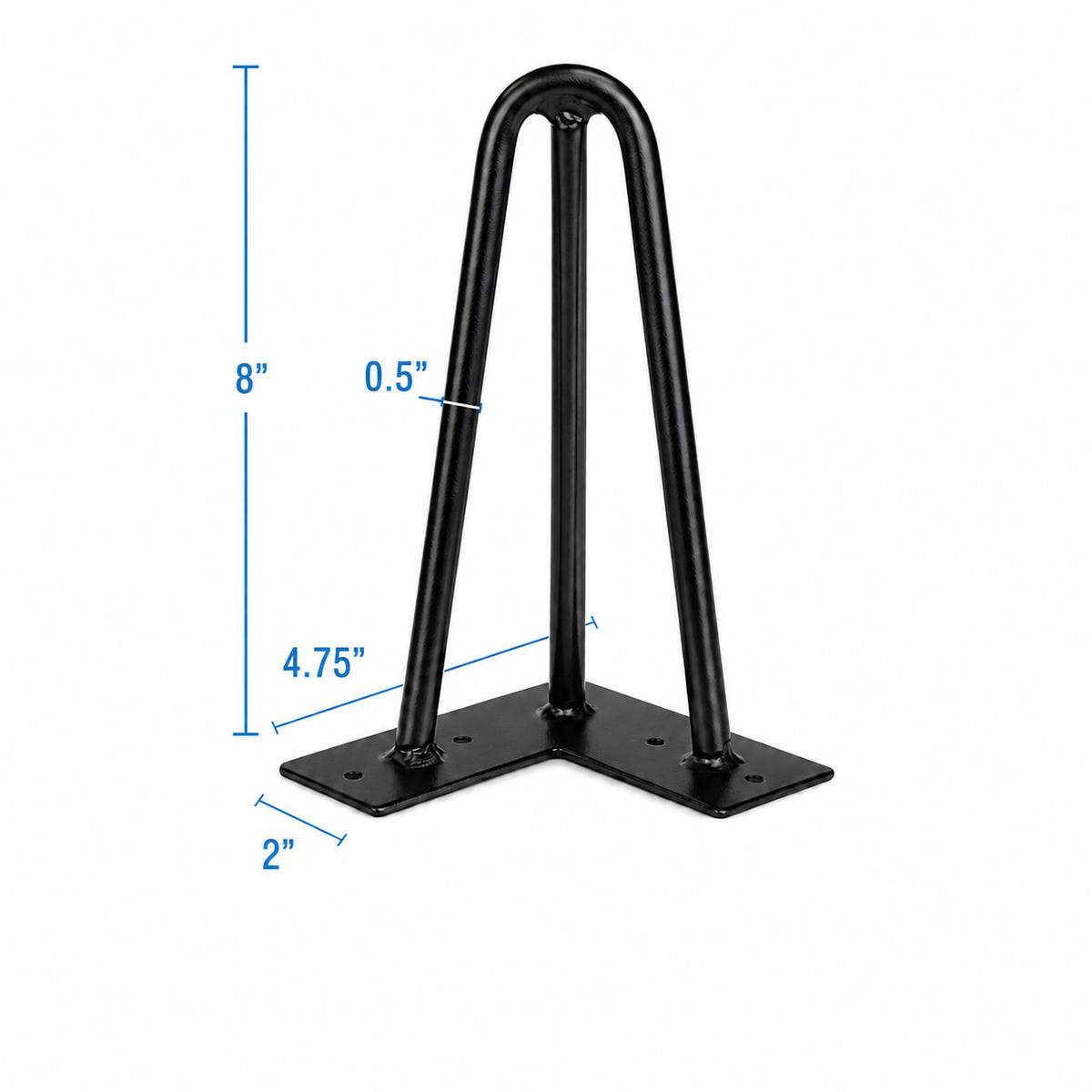 Pieds de meuble en épingle à cheveux de 20 cm (8 po), lot de 4