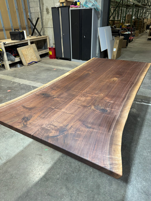 Live edge walnut dining table 96L 46W (curly)