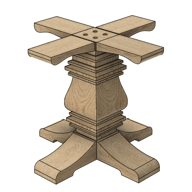Wooden Pedestal Table Base - Chunky Table Leg - Fractal Designs Inc