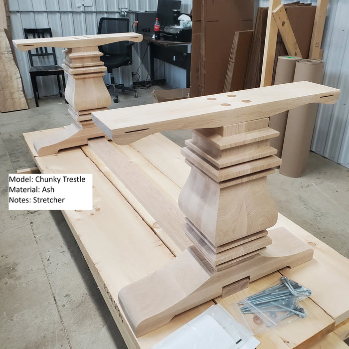 Wooden Trestle Table Leg - Chunky Trestle Base
