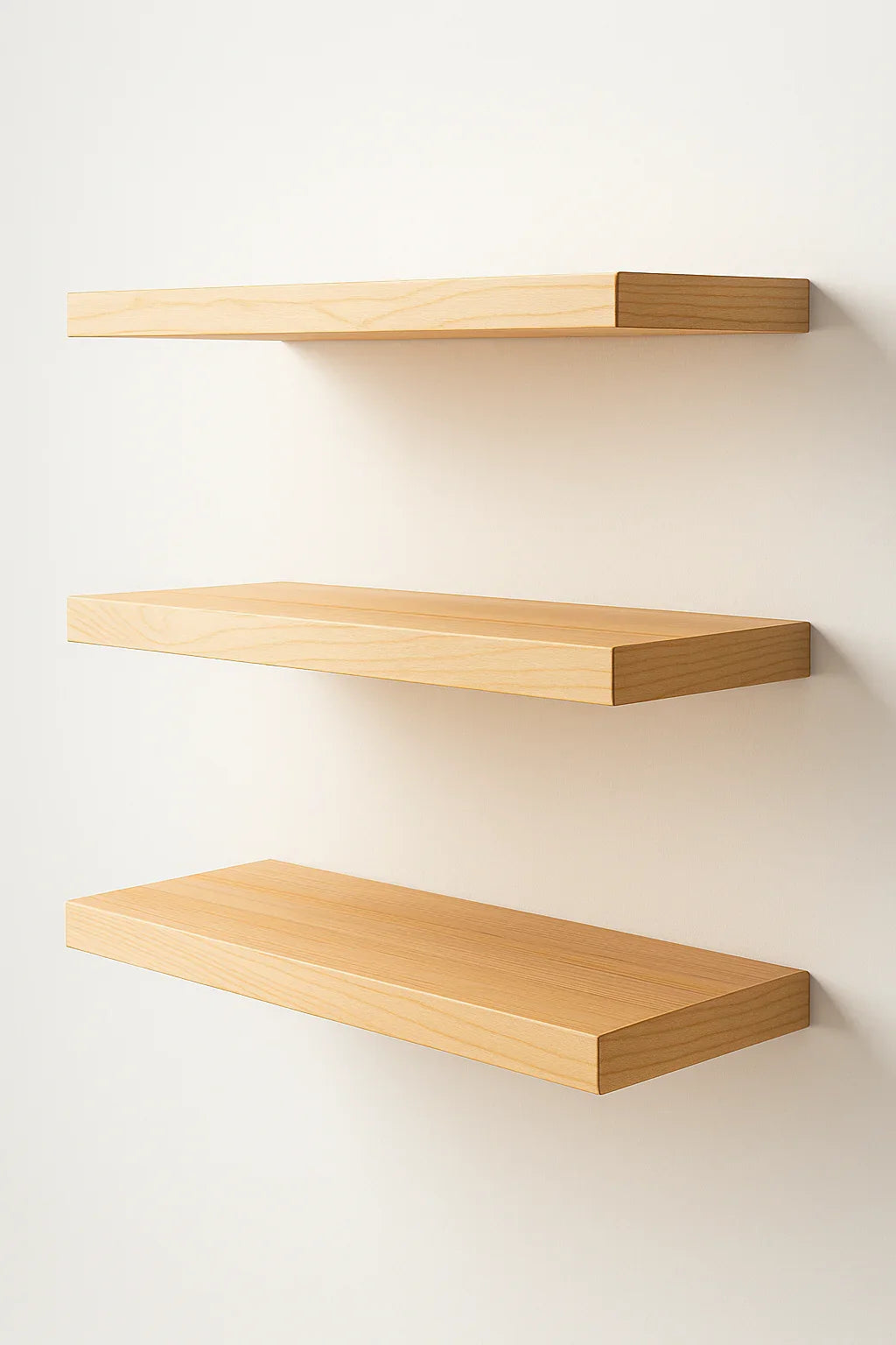 Clear Maple Floating Shelf - Solid Hardwood, Heavy-Duty Wall Mountable with HOVR Premium Mounting Solution