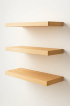 Clear Maple Floating Shelf - Solid Hardwood, Heavy-Duty Wall Mountable with HOVR Premium Mounting Solution