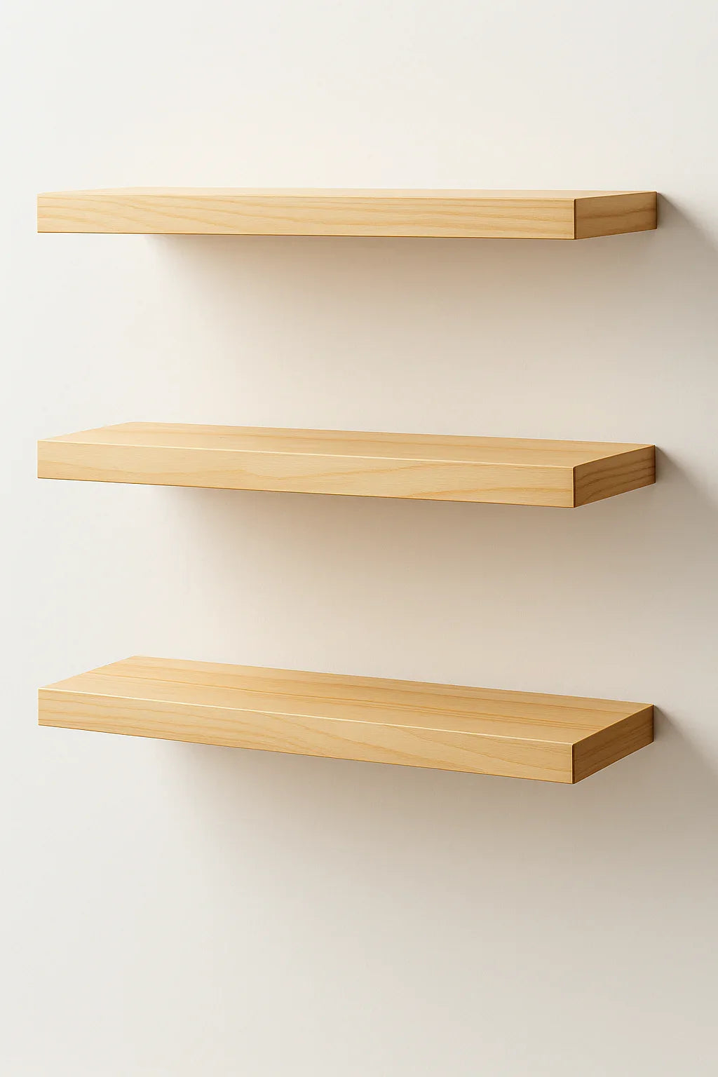Clear Maple Floating Shelf - Solid Hardwood, Heavy-Duty Wall Mountable with HOVR Premium Mounting Solution
