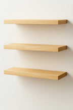 Clear Maple Floating Shelf - Solid Hardwood, Heavy-Duty Wall Mountable with HOVR Premium Mounting Solution