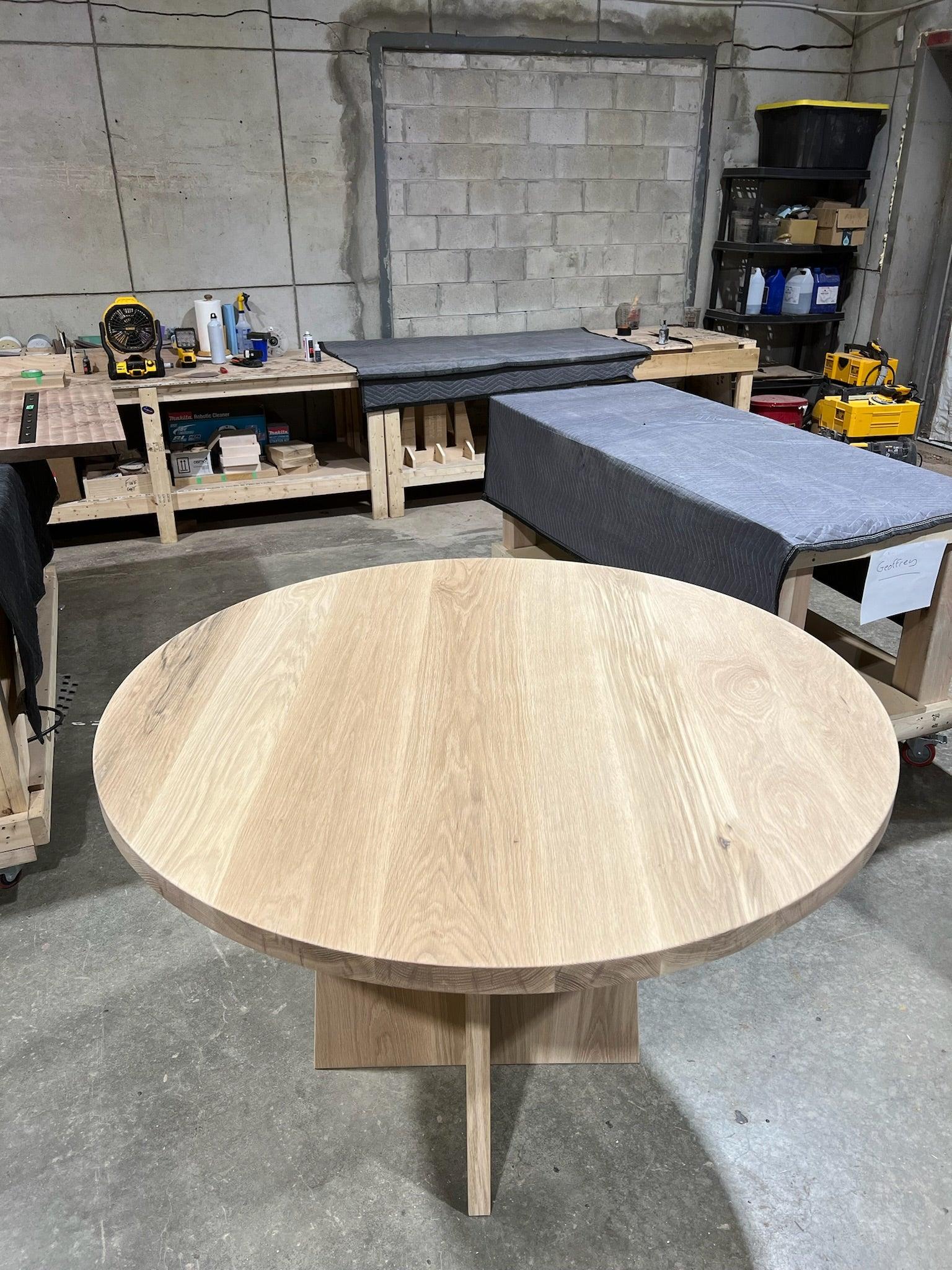 Custom Made Round Oak Table - Fractal Designs Inc