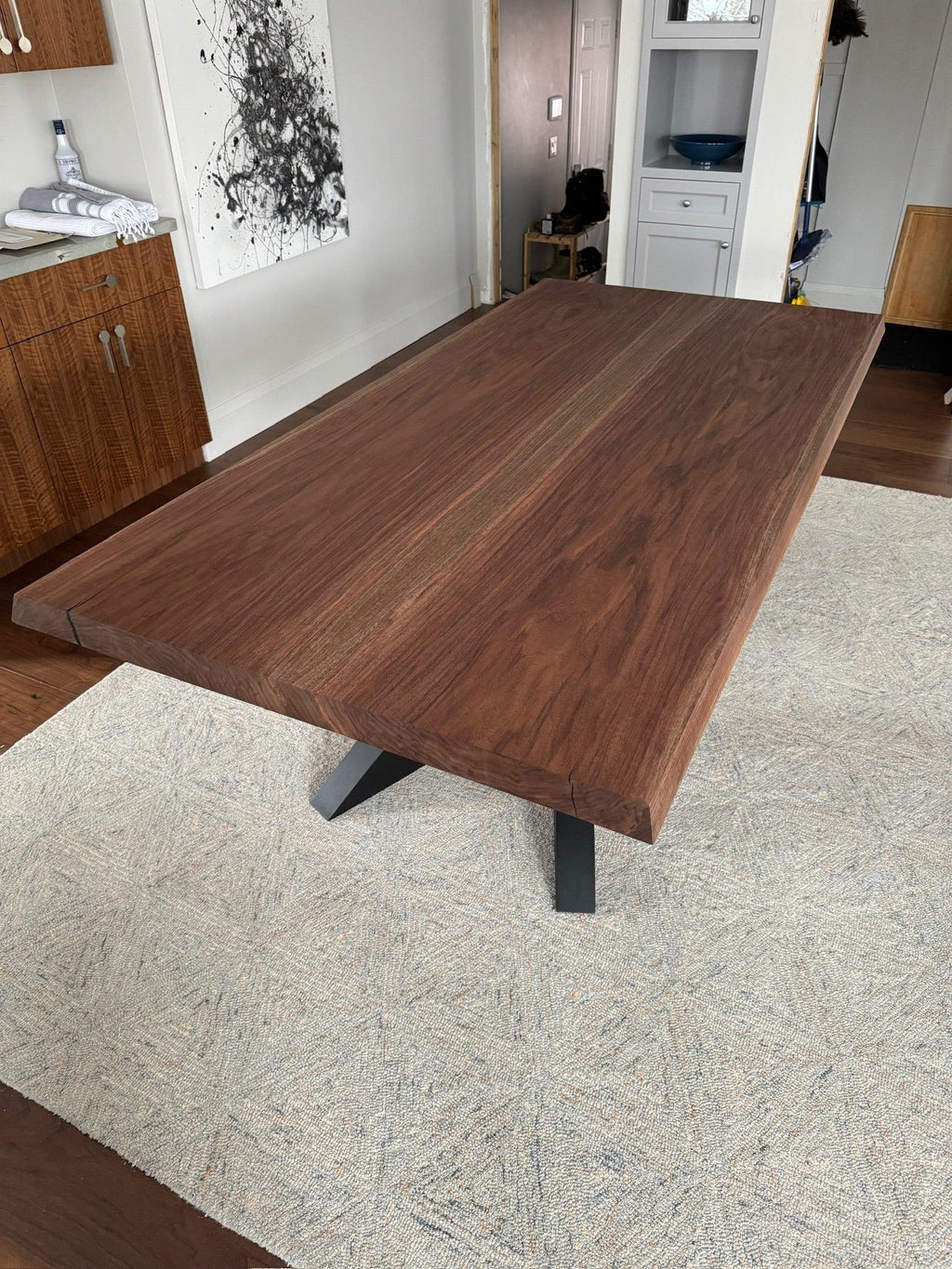 Custom Made Rectangle Book Matched Walnut Table - Fractal Designs Inc