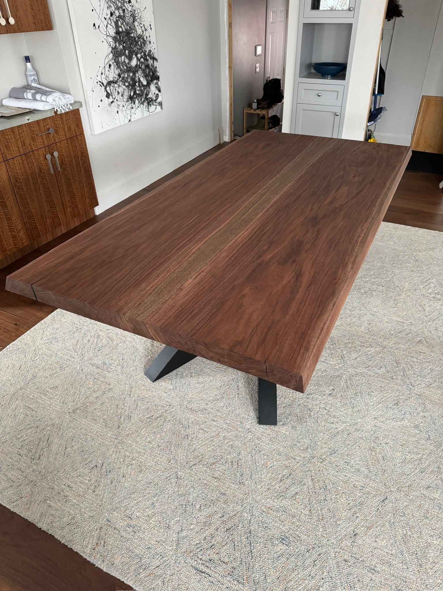 Custom Made Rectangle Book Matched Walnut Table - Fractal Designs Inc