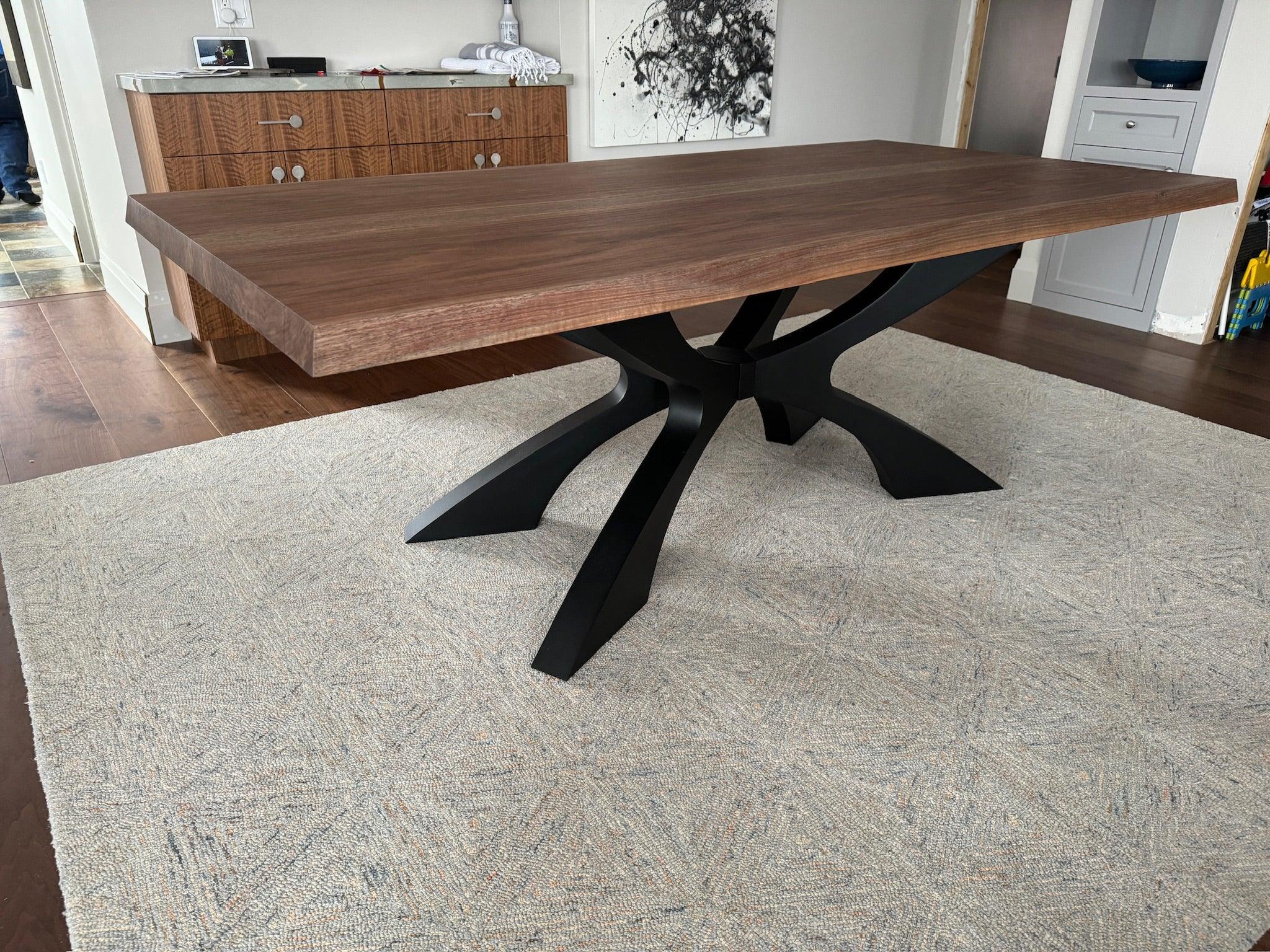 Custom Made Rectangle Book Matched Walnut Table - Fractal Designs Inc