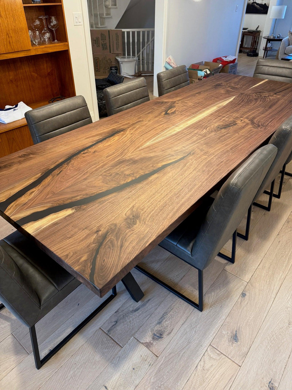 Custom Made Rectangle Book Matched Walnut Table - Fractal Designs Inc