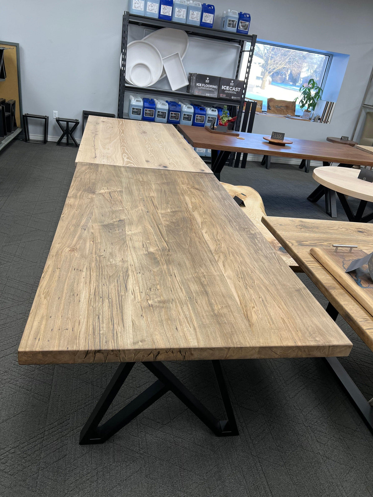 Cappuccino Stained Wormy Maple Dining Table - Fractal Designs Inc