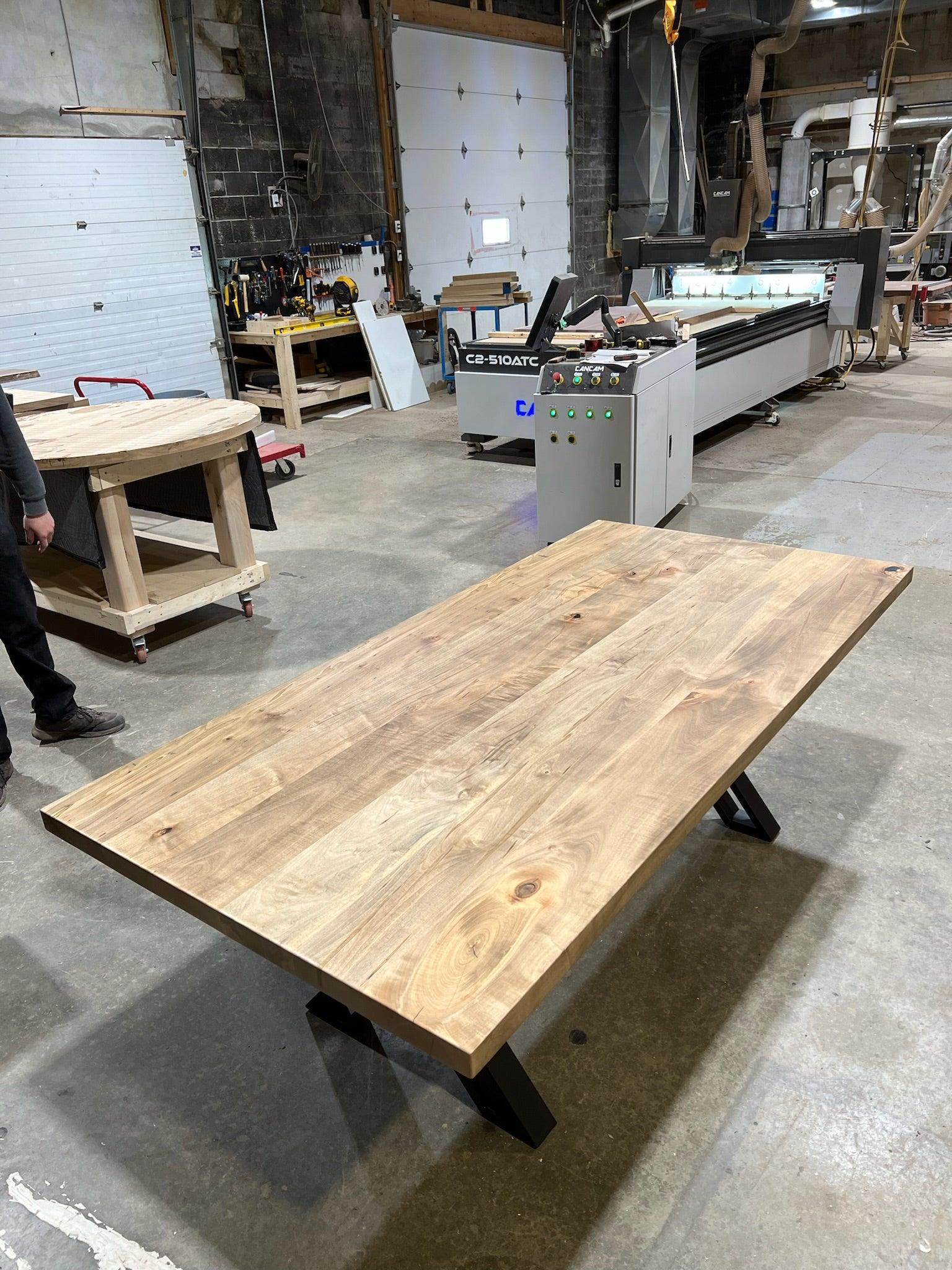 Custom Made Rectangle Dimensional Wormy Maple Table - Fractal Designs Inc