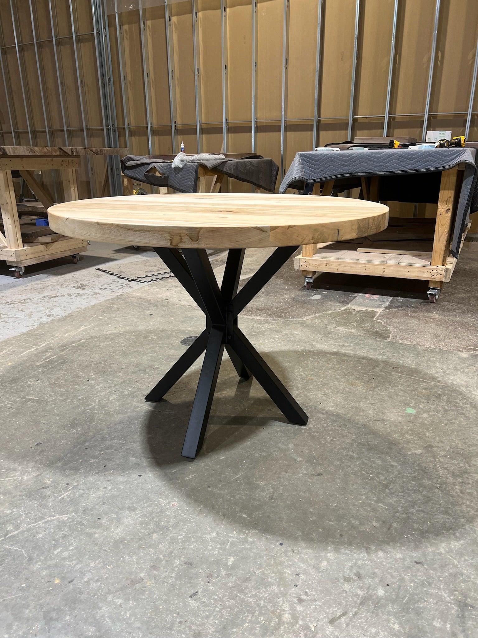 Custom Made Round Wormy Maple Table - Fractal Designs Inc