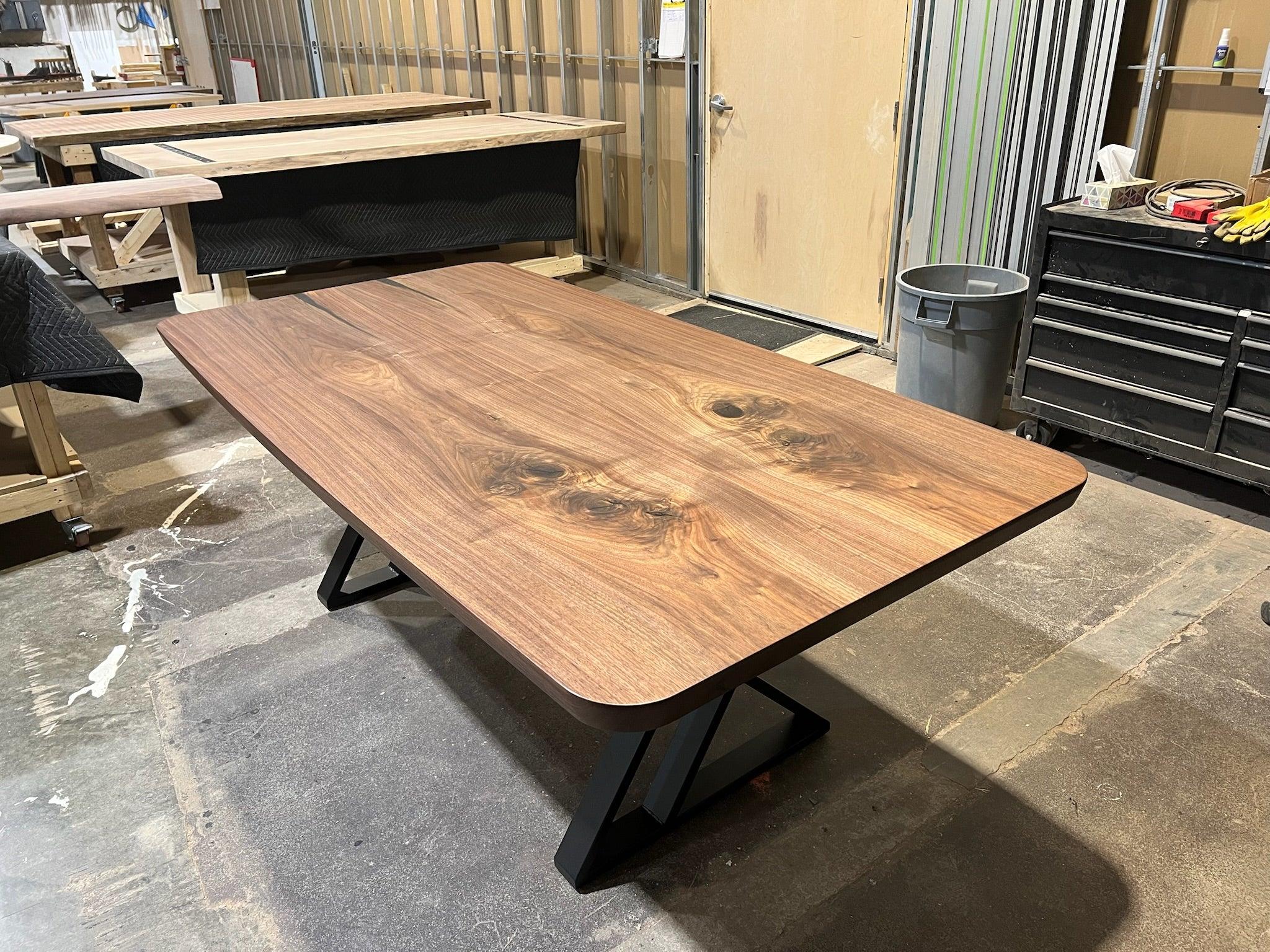 Custom Made Rectangle Book Matched Walnut Table - Fractal Designs Inc