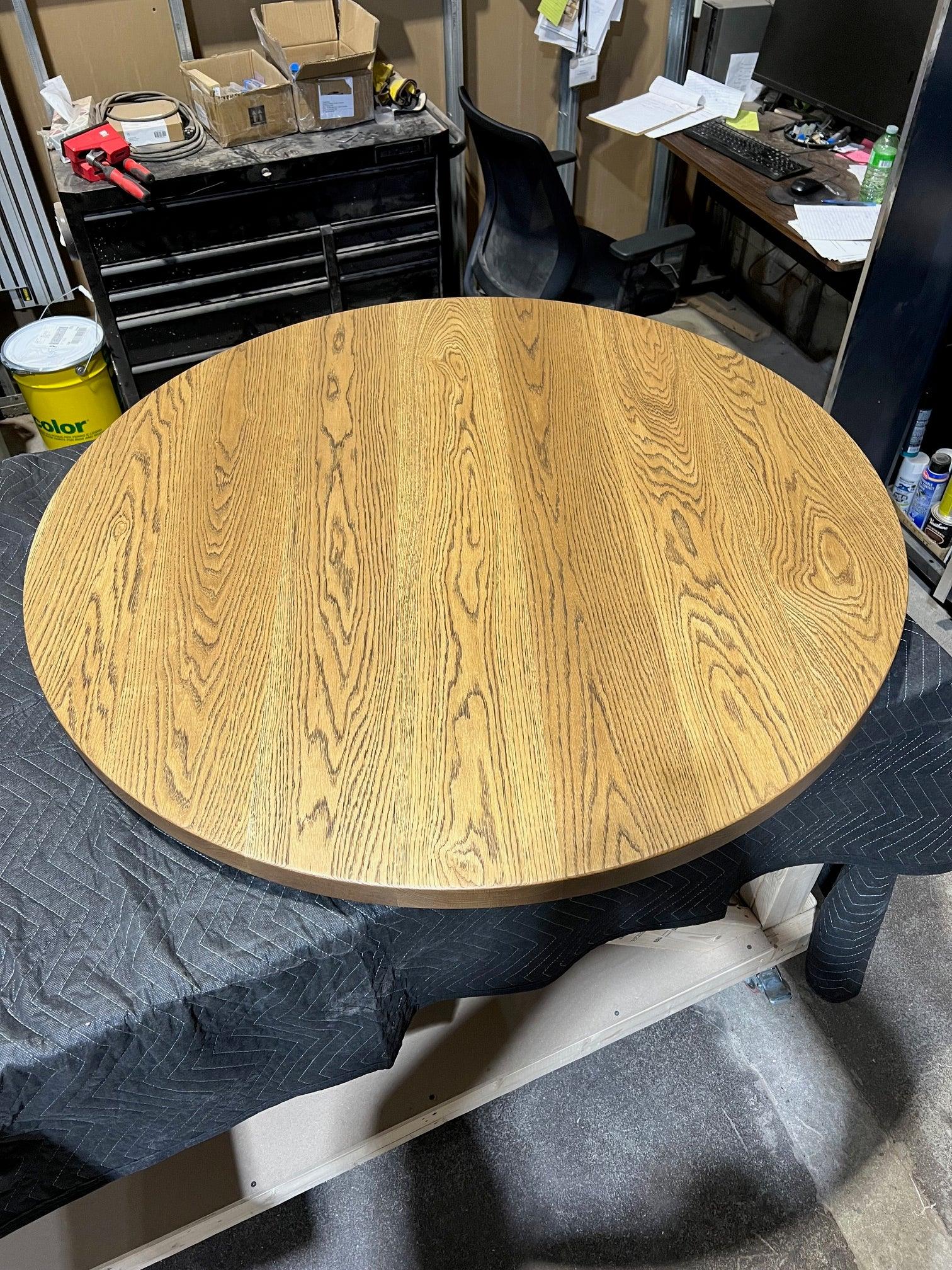 Custom Made Round Oak Table - Fractal Designs Inc