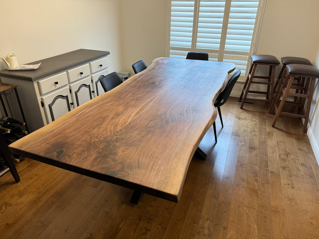 Custom Made Rectangle Book Matched Walnut Table - Fractal Designs Inc