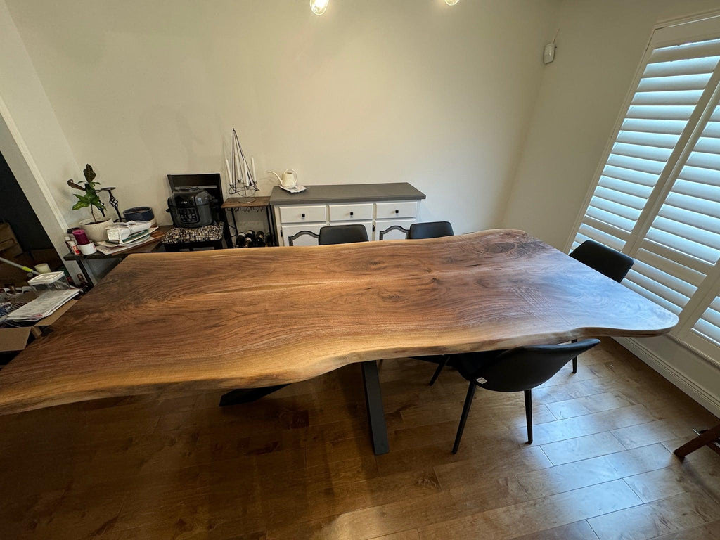 Custom Made Rectangle Book Matched Walnut Table - Fractal Designs Inc