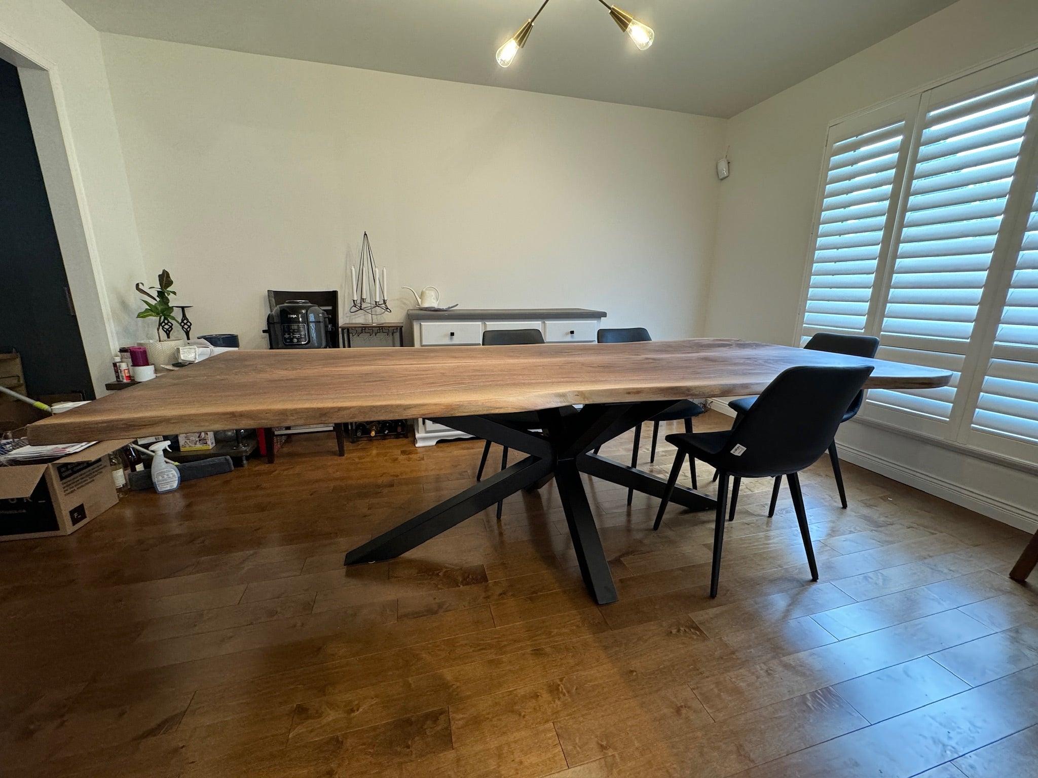 Custom Made Rectangle Book Matched Walnut Table - Fractal Designs Inc