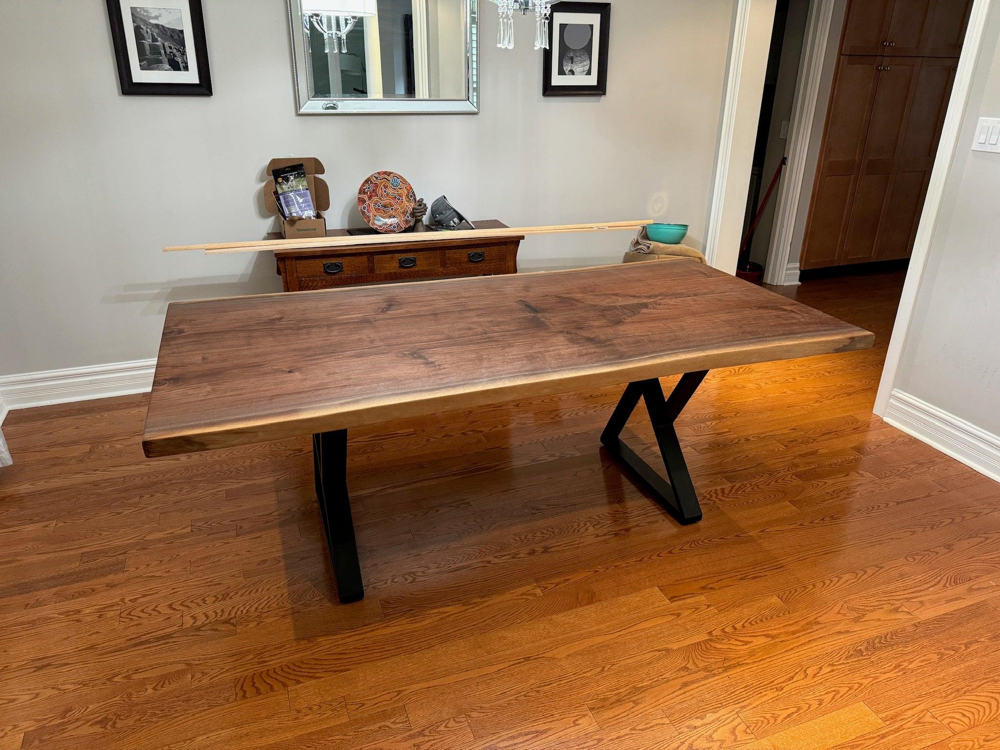 Custom Made Rectangle Book Matched Walnut Table - Fractal Designs Inc
